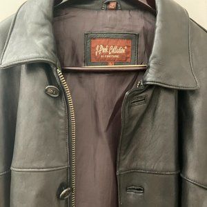 Men's large black leather J. Park Couture jacket